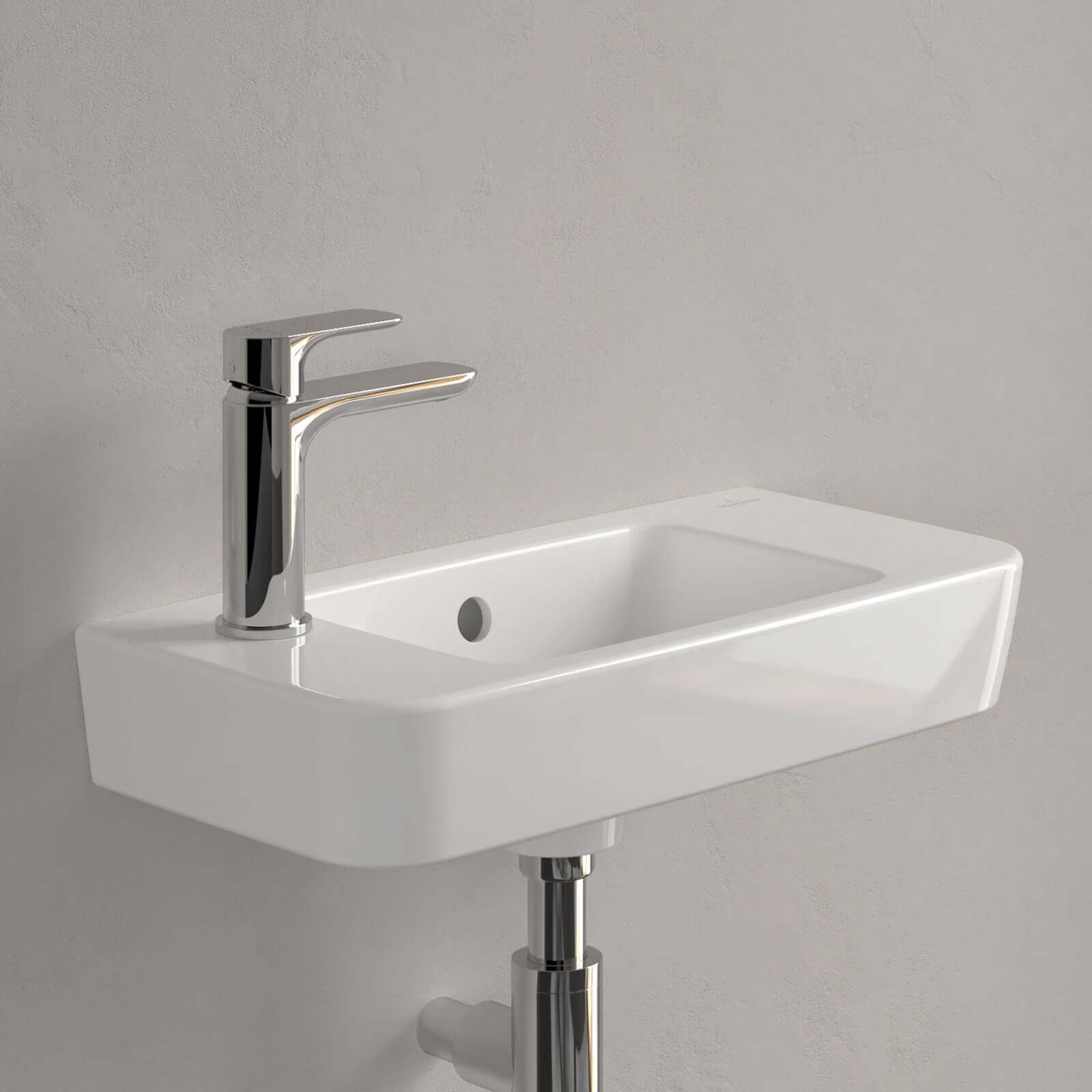 Villeroy & Boch O.novo 500x250 White Alpin Compact Wall Hung LH Handwash Basin with Overflow