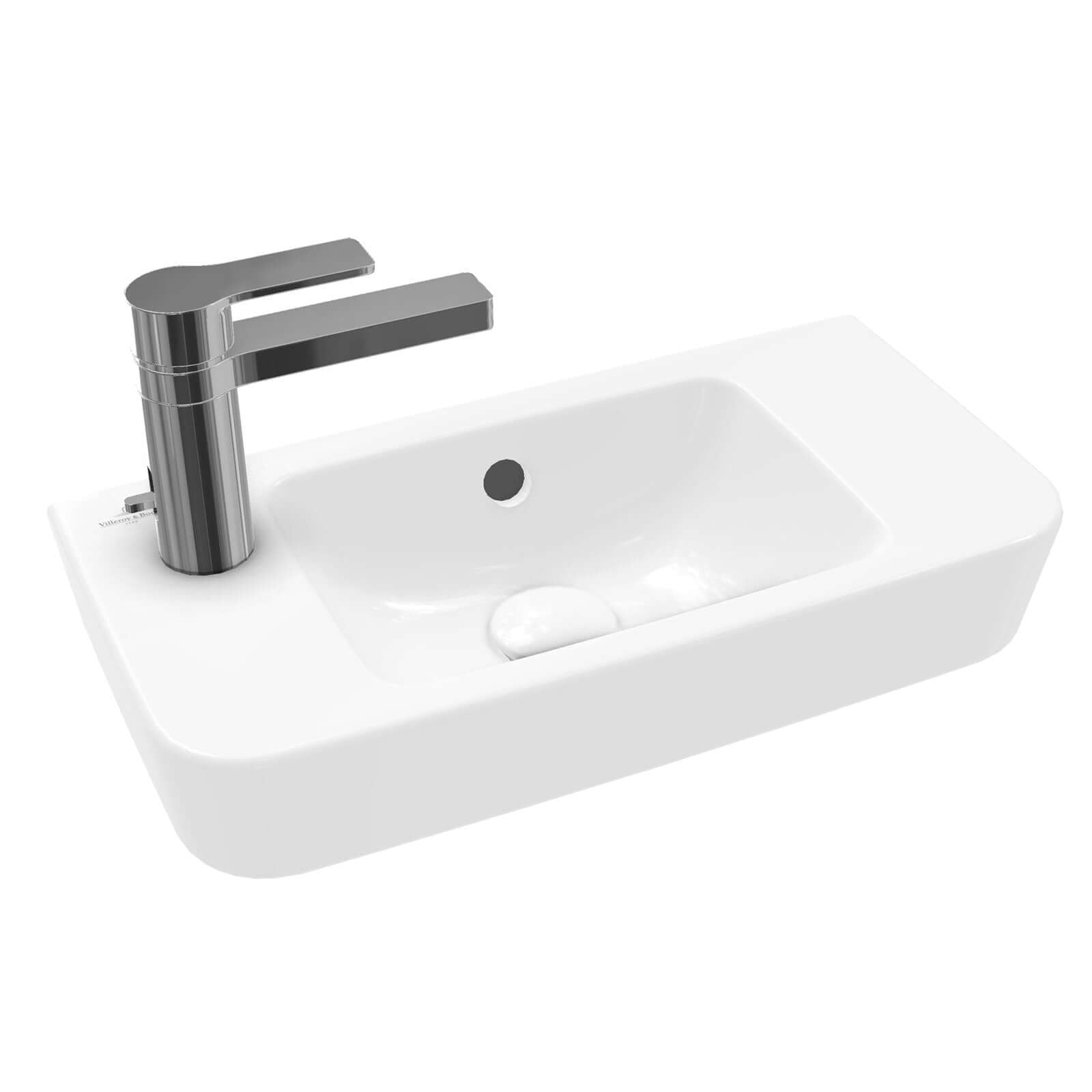 Villeroy & Boch O.novo 500x250 White Alpin Compact Wall Hung LH Handwash Basin with Overflow