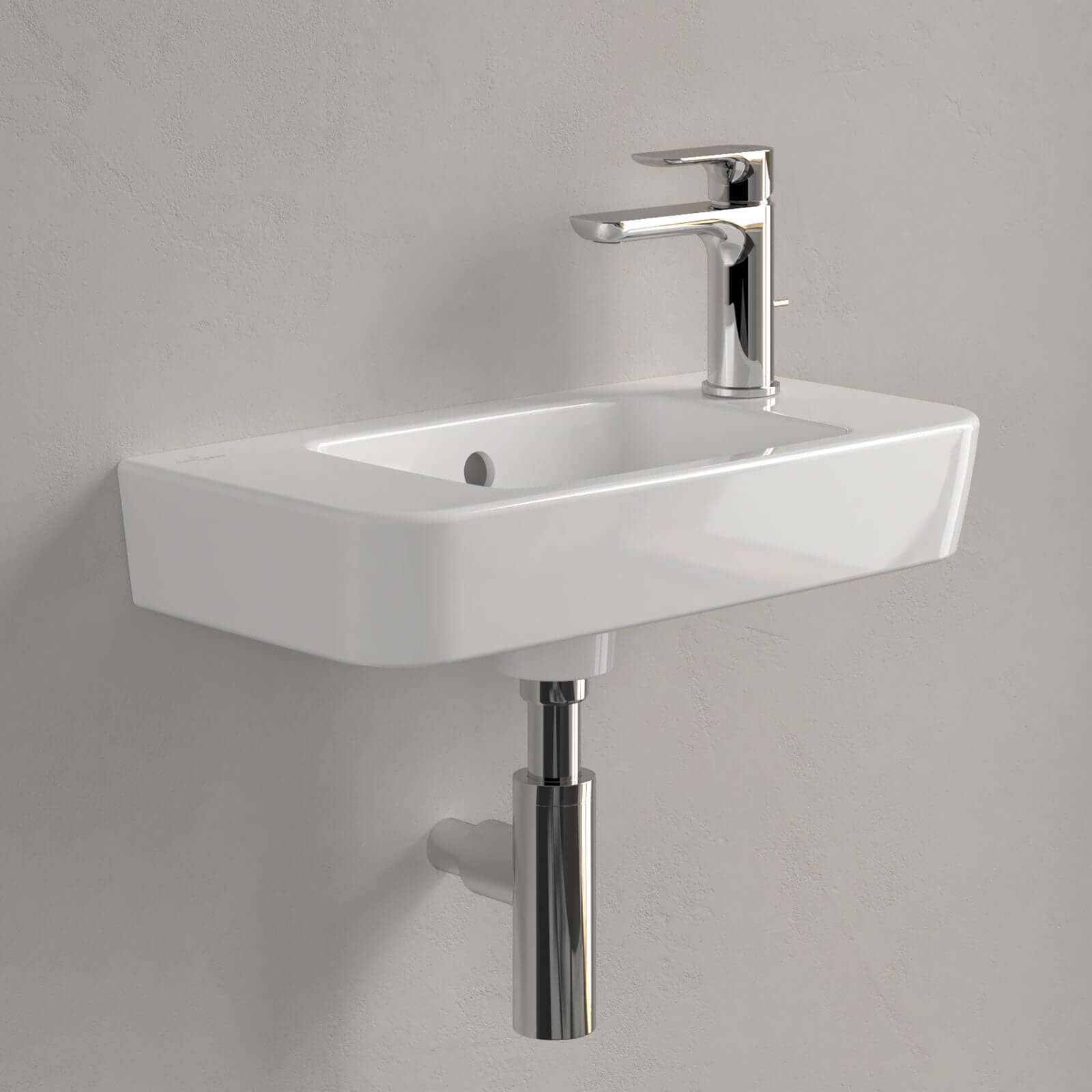 Villeroy & Boch O.novo 500x250 White Alpin Compact Wall Hung RH Handwash Basin with Overflow