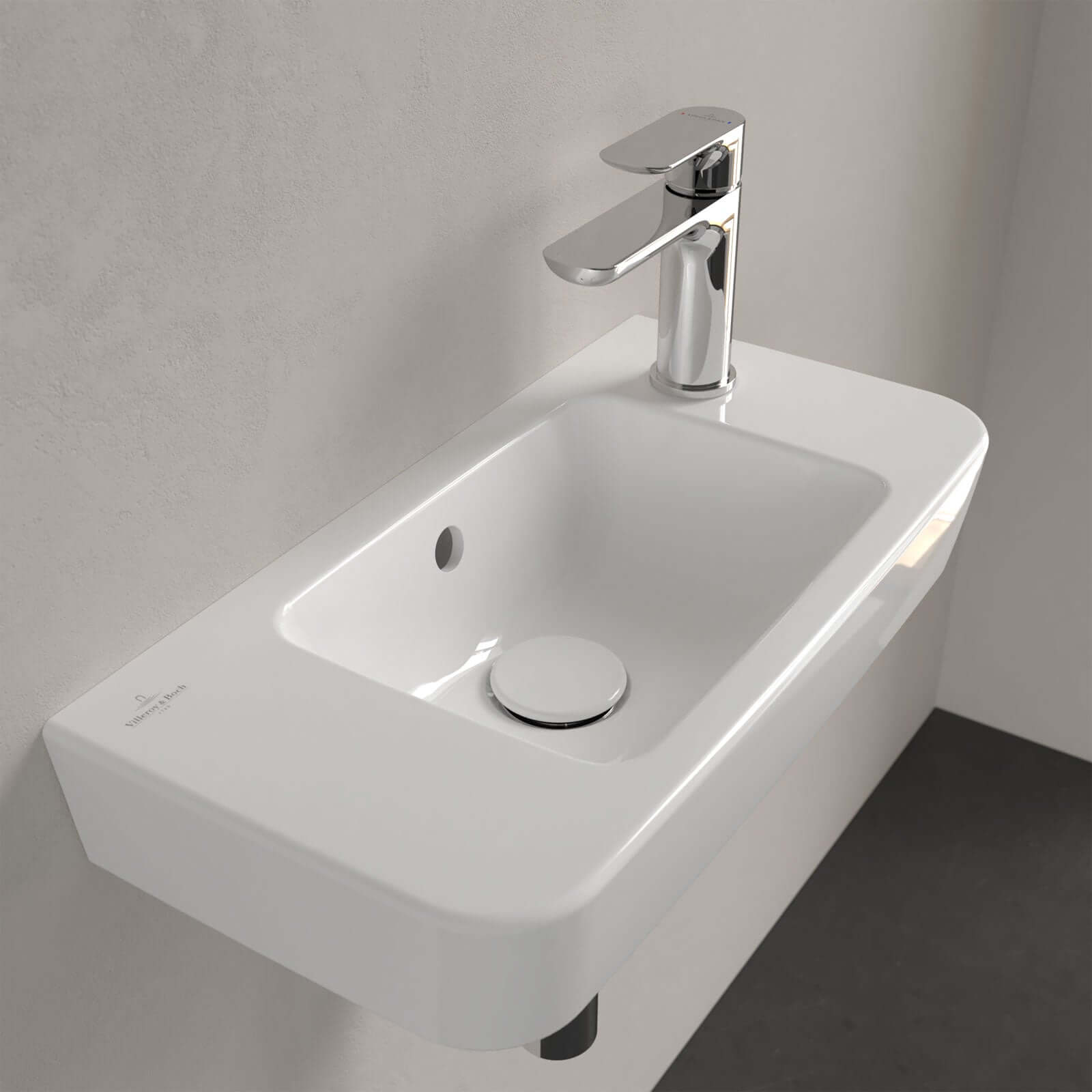 Villeroy & Boch O.novo 500x250 White Alpin Compact Wall Hung RH Handwash Basin with Overflow