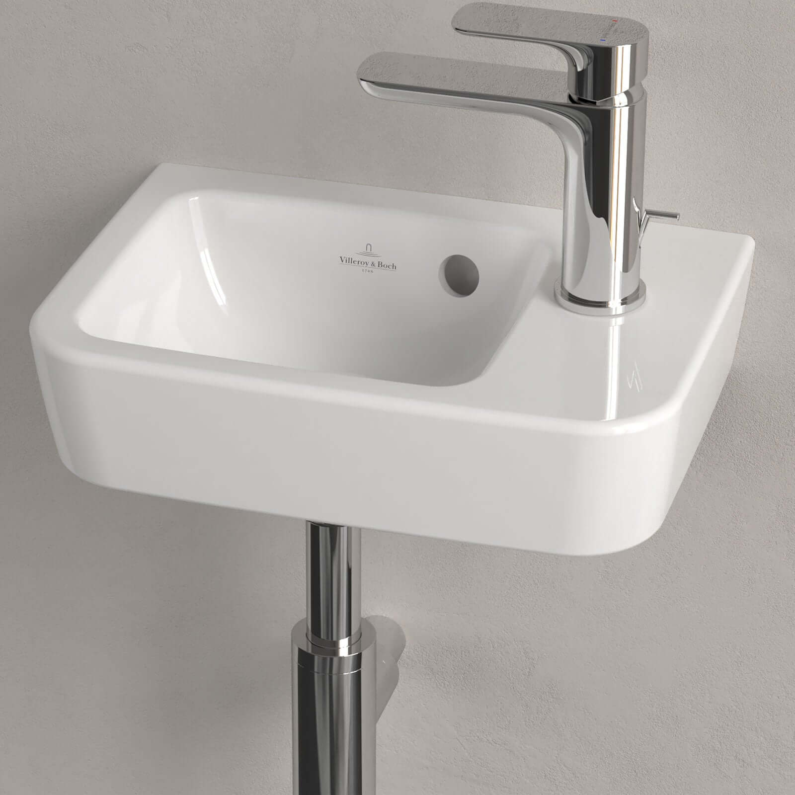 Villeroy & Boch O.novo 360x250 White Alpin Compact Wall Hung Handwash Basin Basin with Overflow