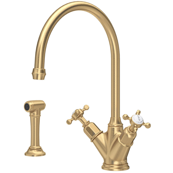 Perrin & Rowe Minoan Cross Handle Sink Mixer Tap & Rinse 4365 Series