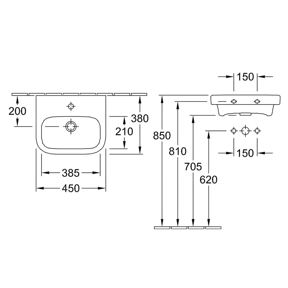 Villeroy & Boch Architectura 1 Tap Hole Wall Hung Basin