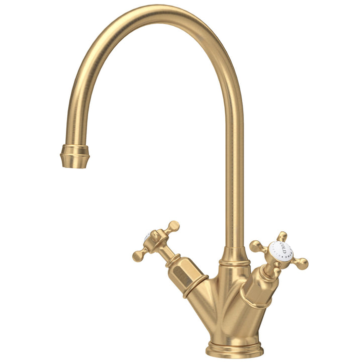 perrin--rowe-minoan-cross-handle-satin-brass-kitchen-sink-mixer-tap-4385sb-