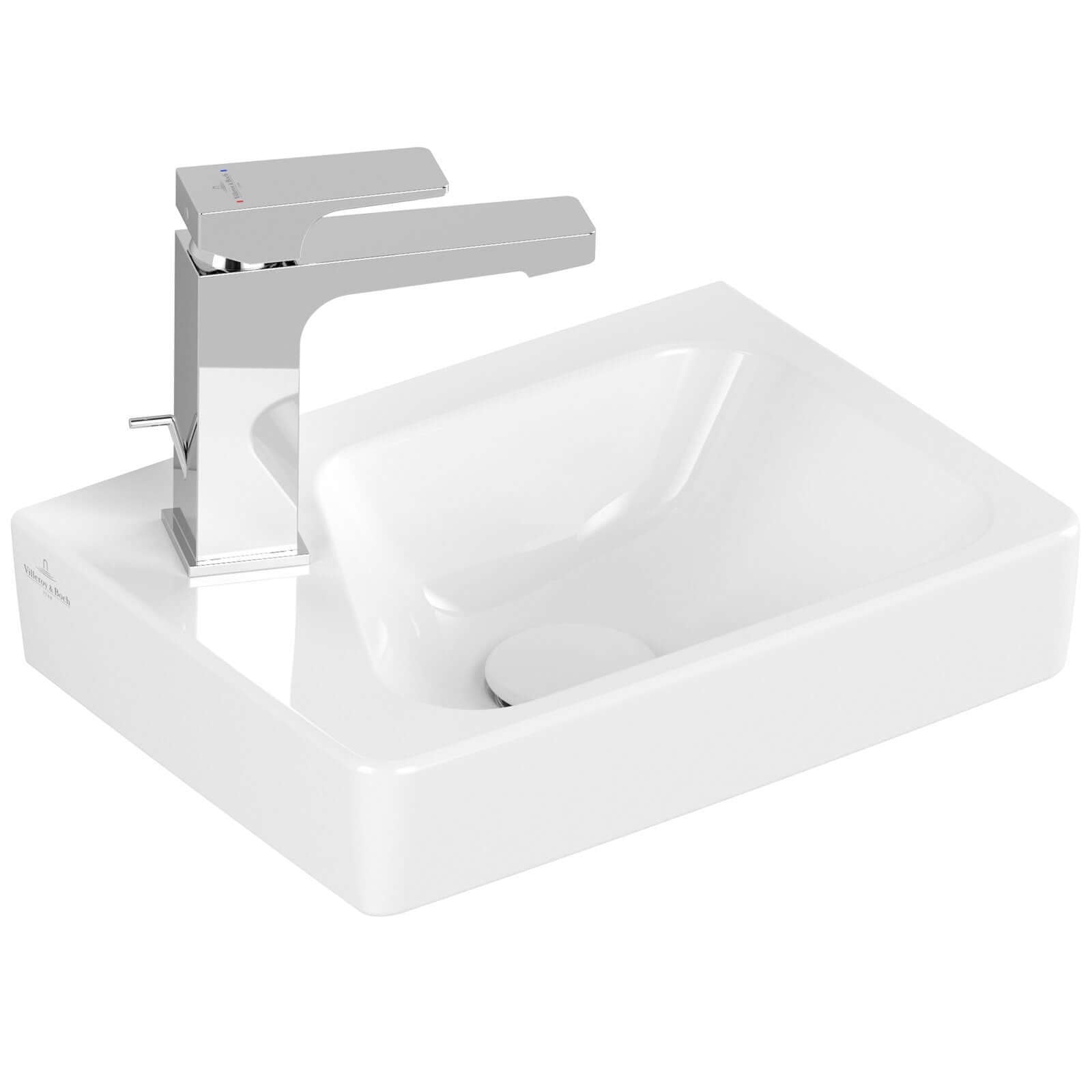 Villeroy & Boch Architectura 360X260 White Alpin 1 Left Hand Tap Hole Rectangle Wall Hung Wash Basin