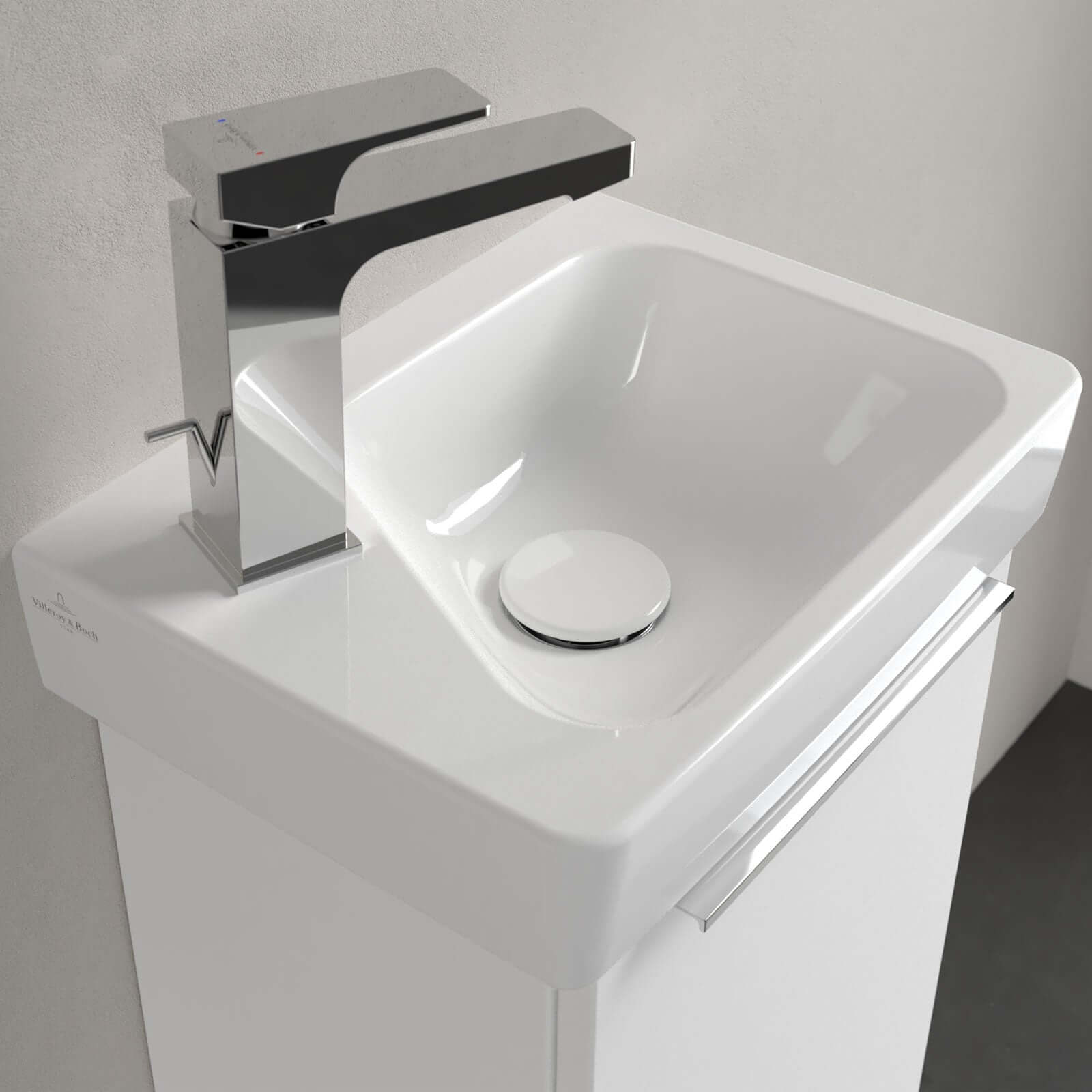 Villeroy & Boch Architectura 360X260 White Alpin 1 Left Hand Tap Hole Rectangle Wall Hung Wash Basin