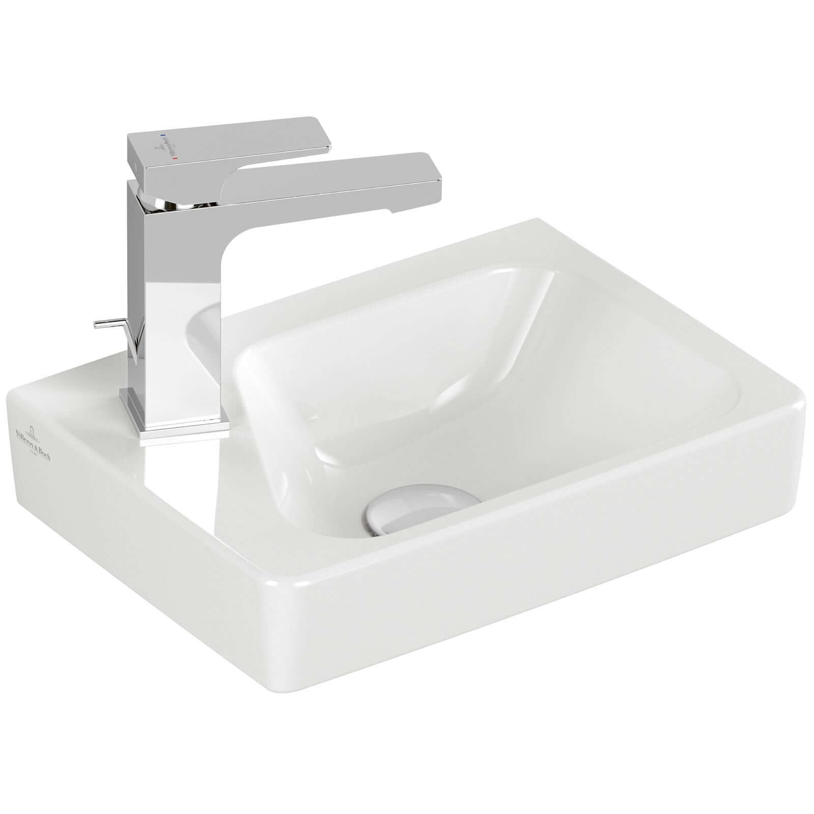 Villeroy & Boch Architectura 360X260 White Alpin 1 Left Hand Tap Hole Rectangle Wall Hung Wash Basin