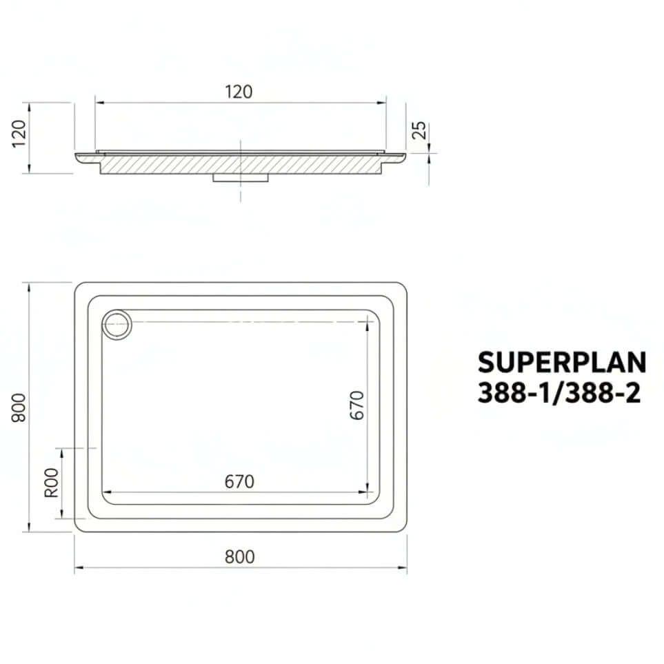 Kaldewei Superplan Rectangular White Shower Tray 900 x 800mm