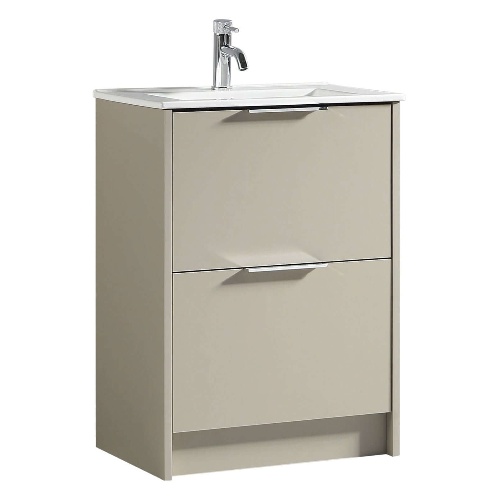 Astini Sora 600mm Two Drawer Floor Standing Vanity Unit & Ceramic Basin