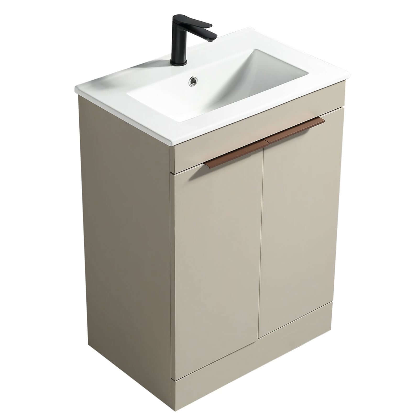 Astini Sora 600mm Two Door Floor Standing Vanity Unit & Ceramic Basin