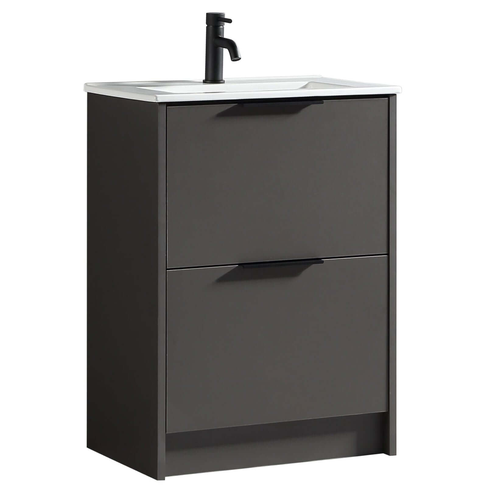 Astini Sora 600mm Two Drawer Floor Standing Vanity Unit & Ceramic Basin