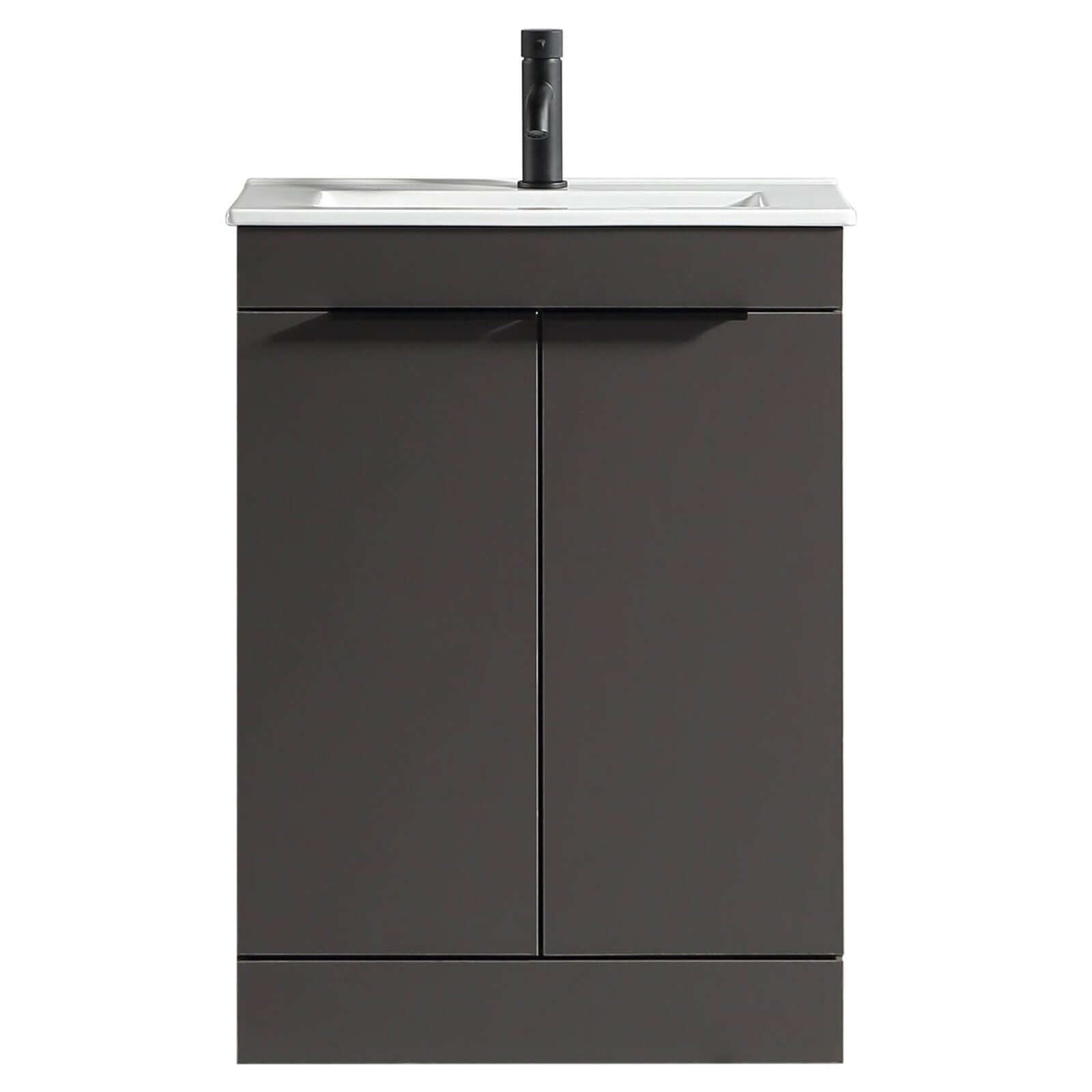 Astini Sora 600mm Two Door Floor Standing Vanity Unit & Ceramic Basin
