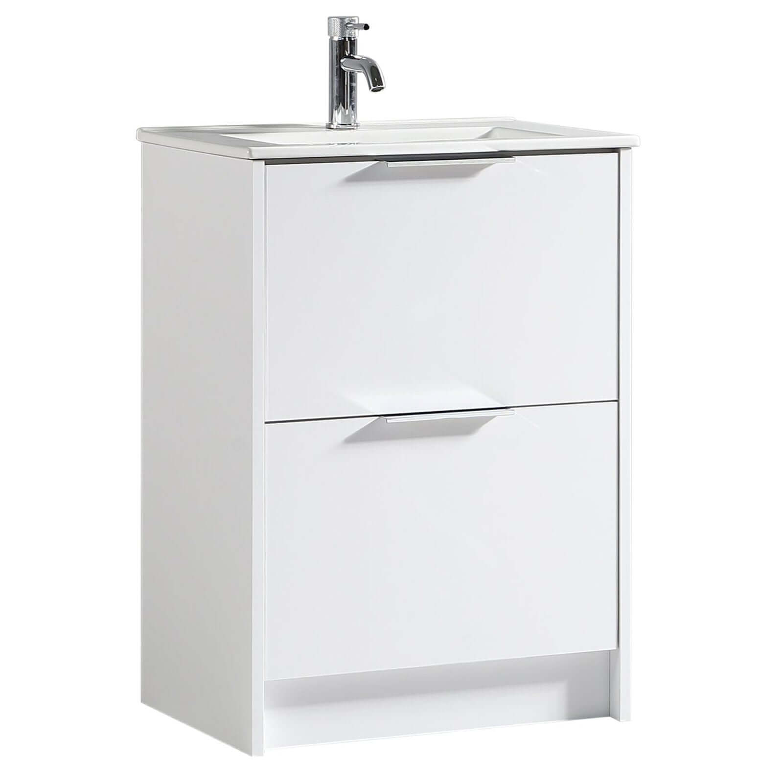 Astini Sora 600mm Two Drawer Floor Standing Vanity Unit & Ceramic Basin