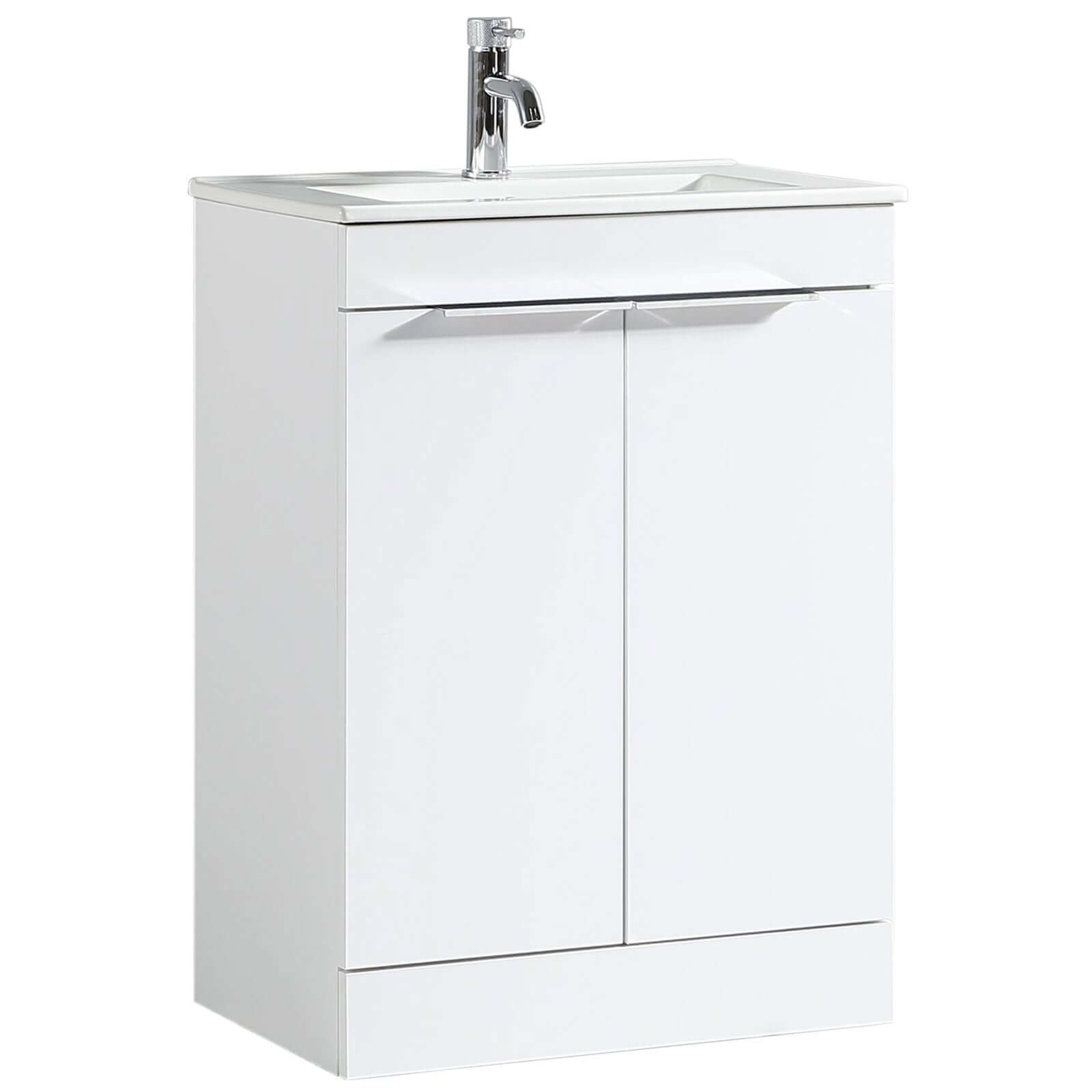 Astini Sora 600mm Two Door Floor Standing Vanity Unit & Ceramic Basin