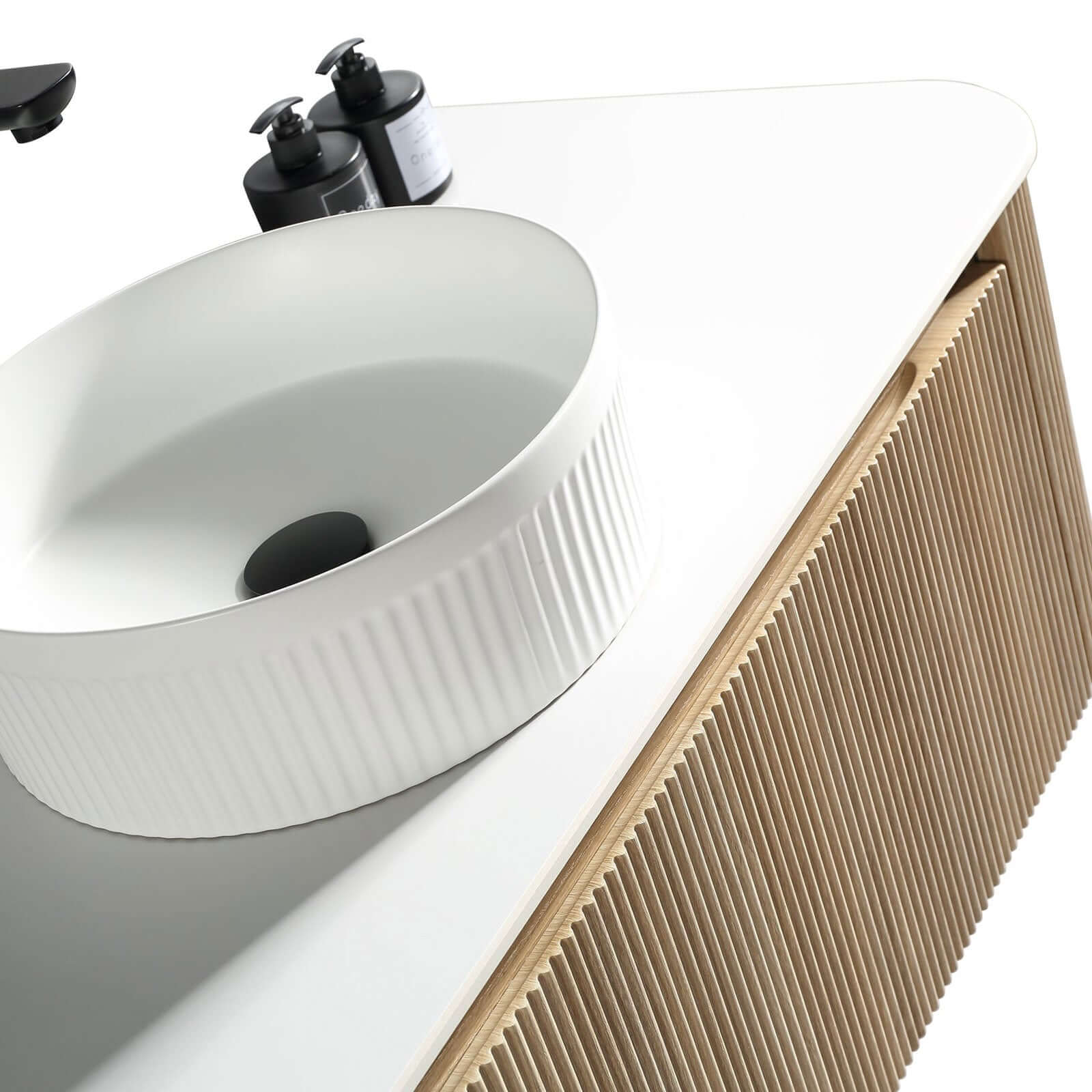 Astini Flauto Wall Hung Curve Corner Vanity with Sintered Stone Counter Top