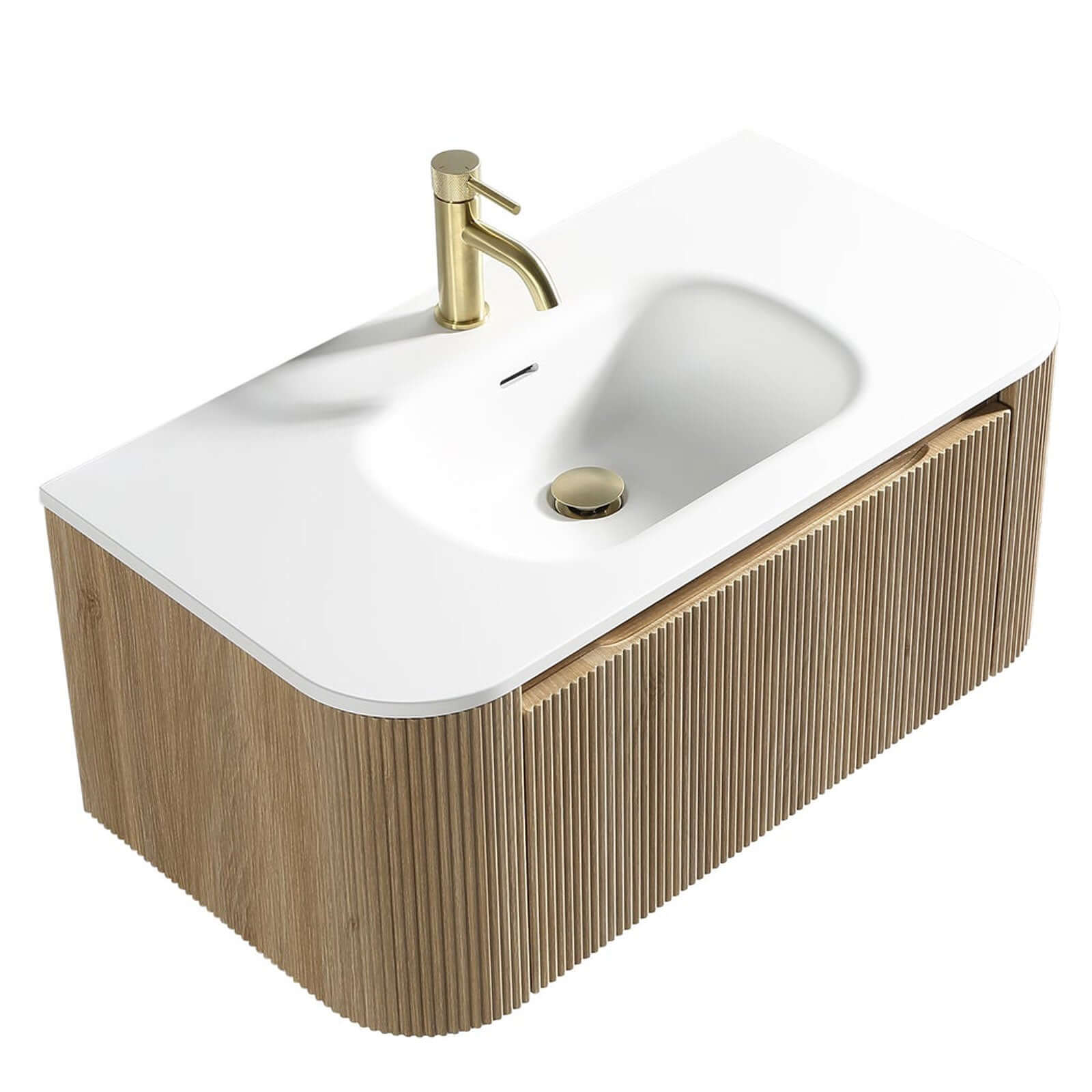 Astini Flauto 870mm Wall Hung Curve Corner Vanity Unit with Basin