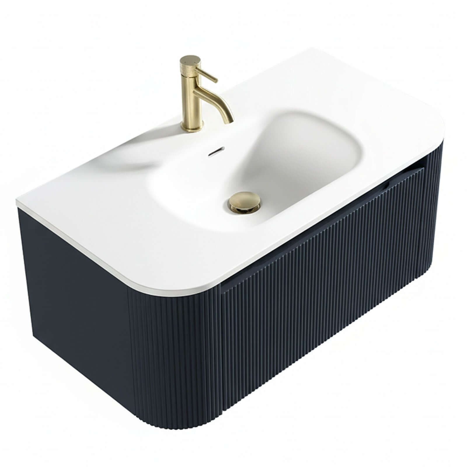 Astini Flauto 870mm Wall Hung Curve Corner Vanity Unit with Basin