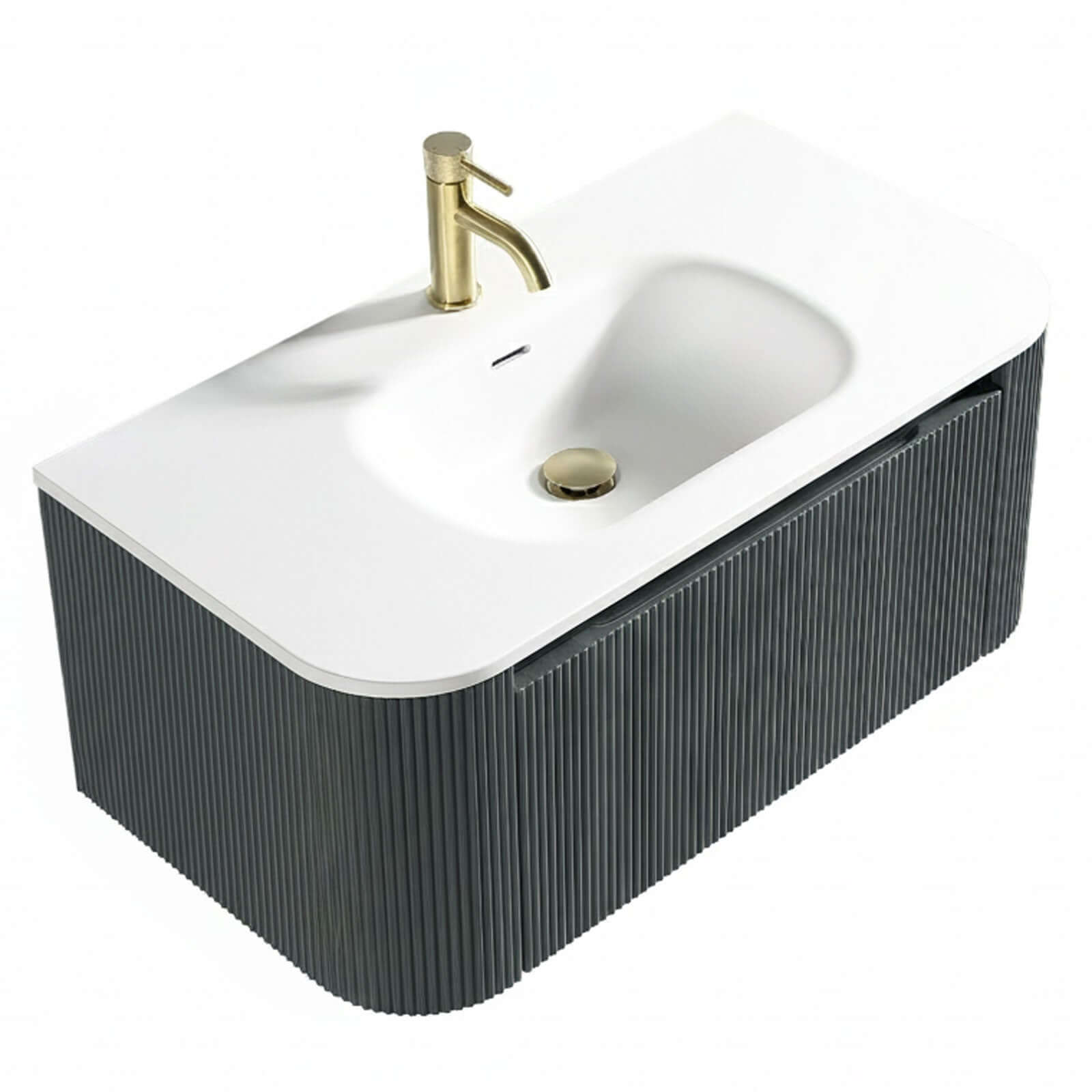 Astini Flauto 870mm Wall Hung Curve Corner Vanity Unit with Basin