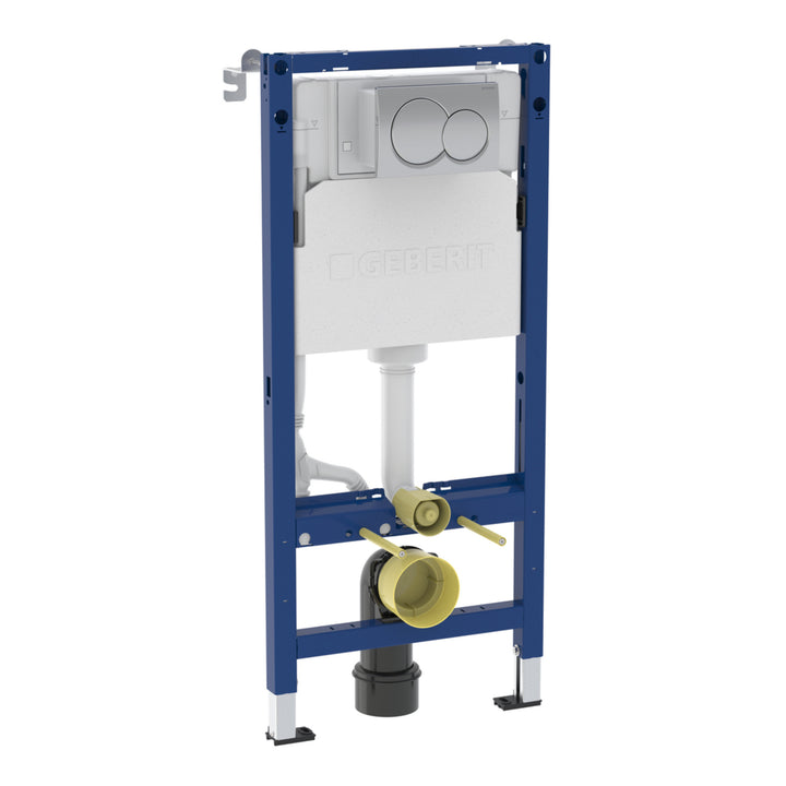 Geberit Alpha 112cm Frame & Cistern, plus Alpha01 Round Flush Plate