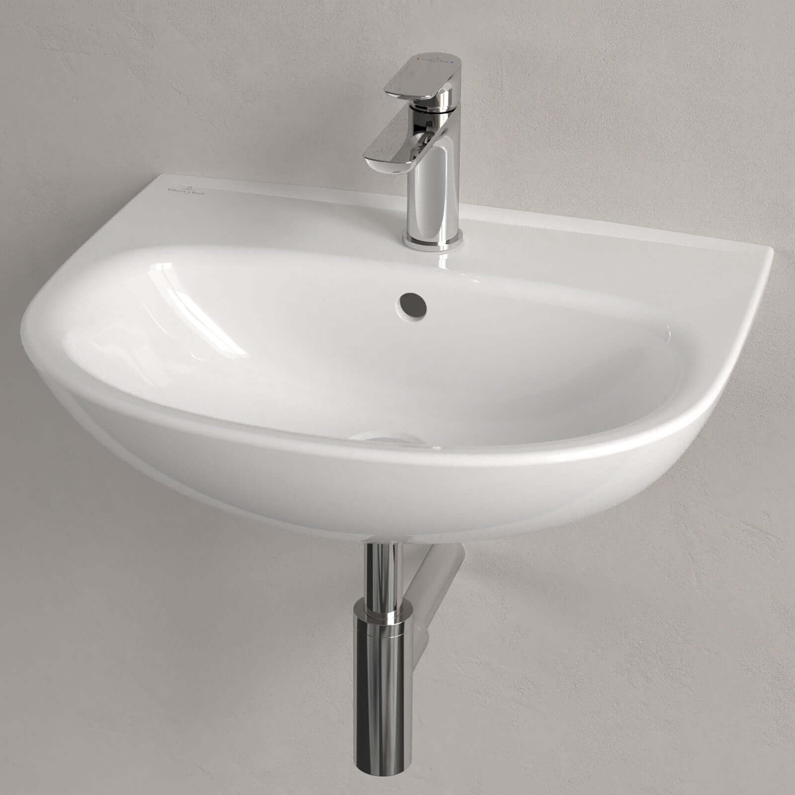 Villeroy & Boch O.novo 550x440 White Alpin 1TH Lite Wall Hung Wash Basin with Overflow