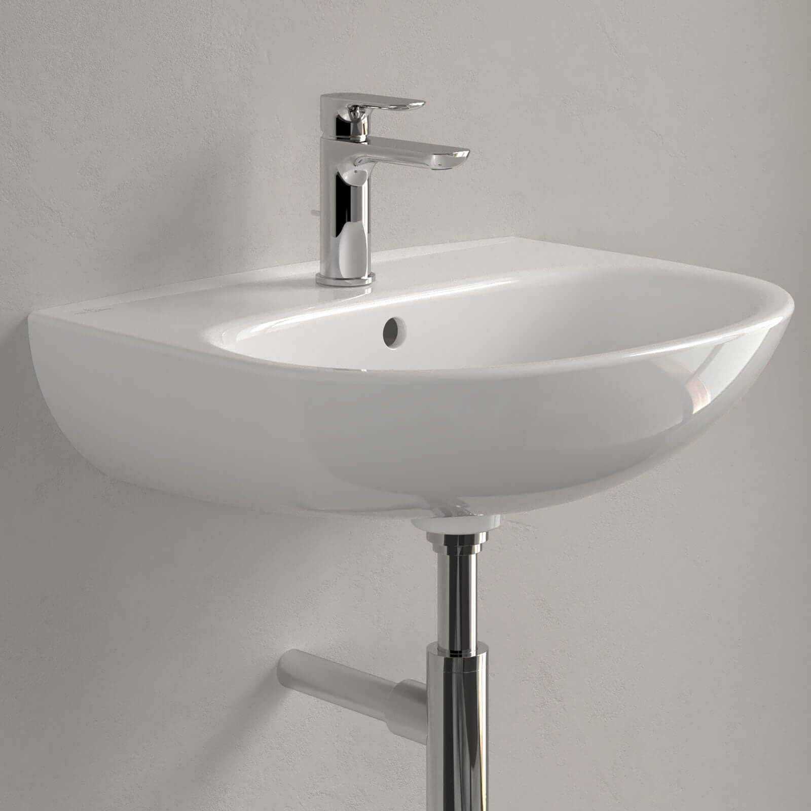 Villeroy & Boch O.novo 550x440 White Alpin 1TH Lite Wall Hung Wash Basin with Overflow