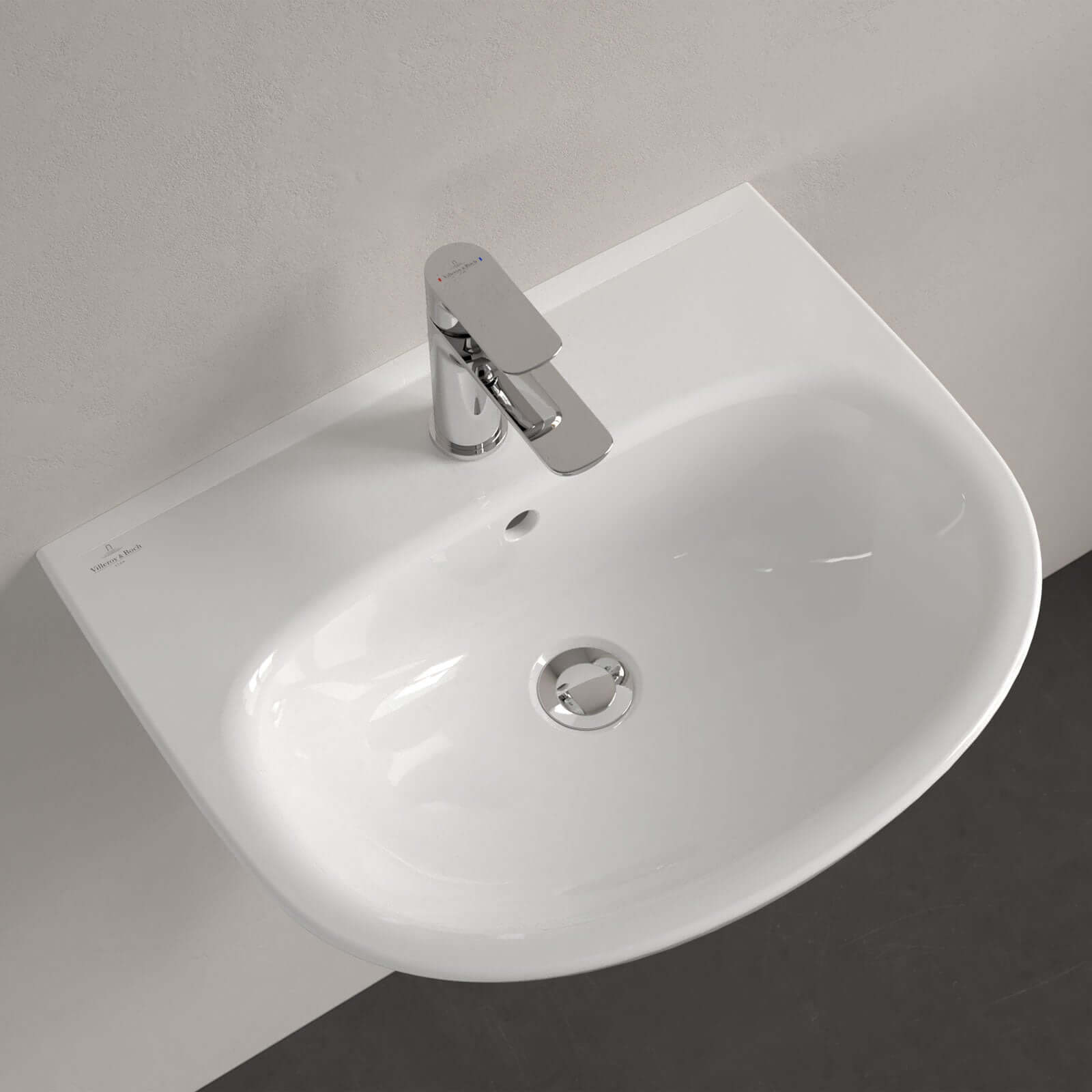 Villeroy & Boch O.novo 550x440 White Alpin 1TH Lite Wall Hung Wash Basin with Overflow
