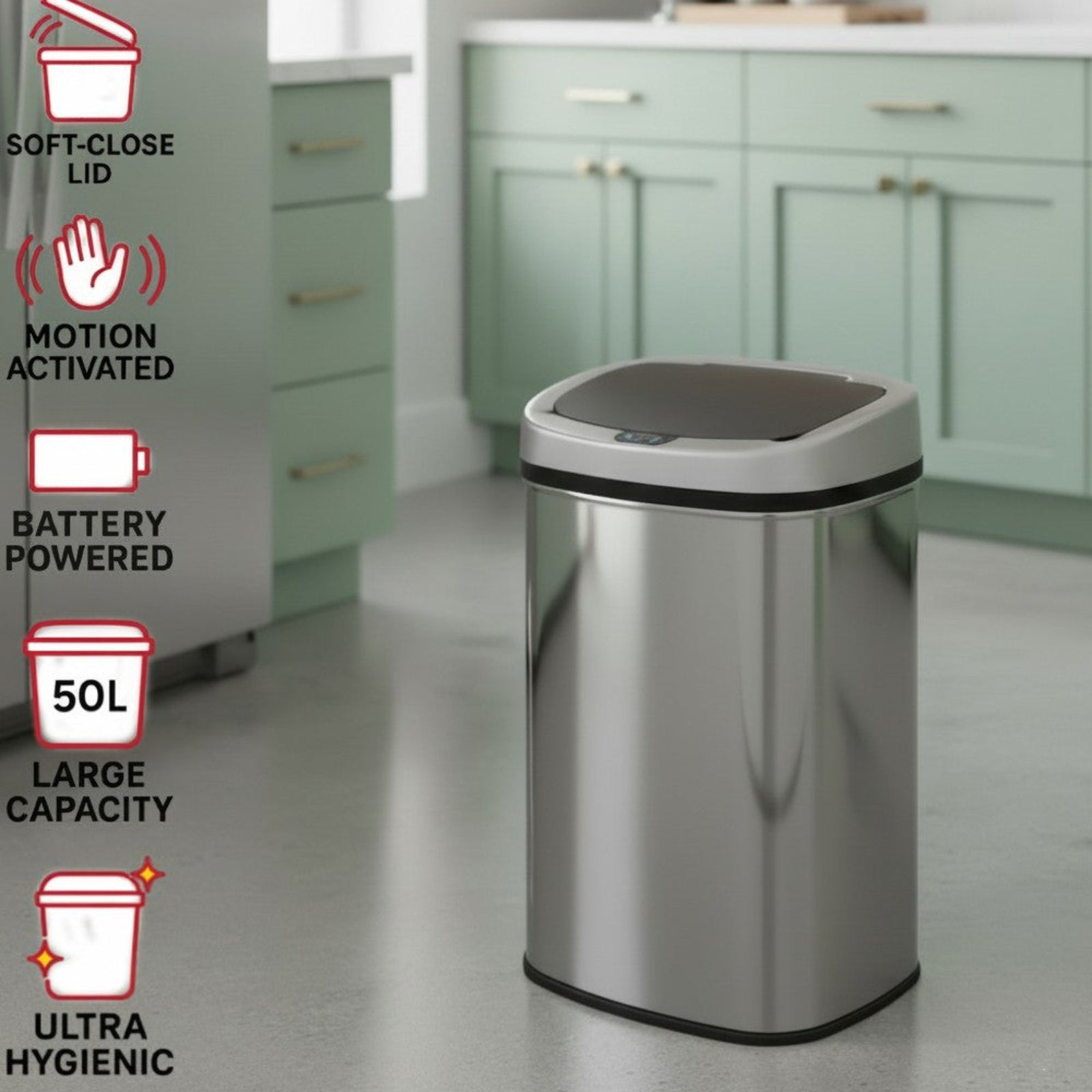 Inmotion 50L Stainless Steel Automatic Sensor Bin