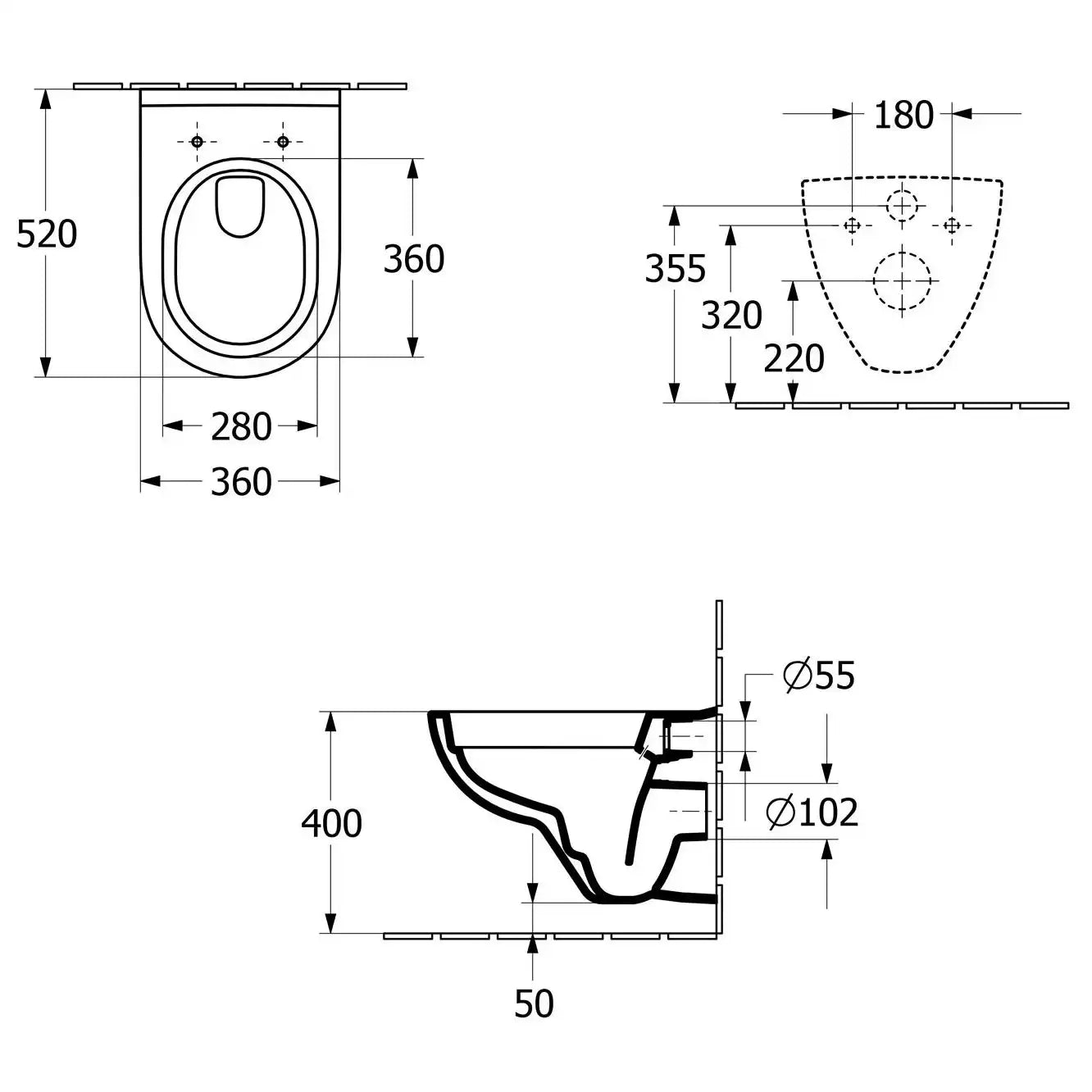 Villeroy & Boch O.novo White Alpin Washdown Toilet Bowl Without Inner Rim Wall Hung with Twist Flush