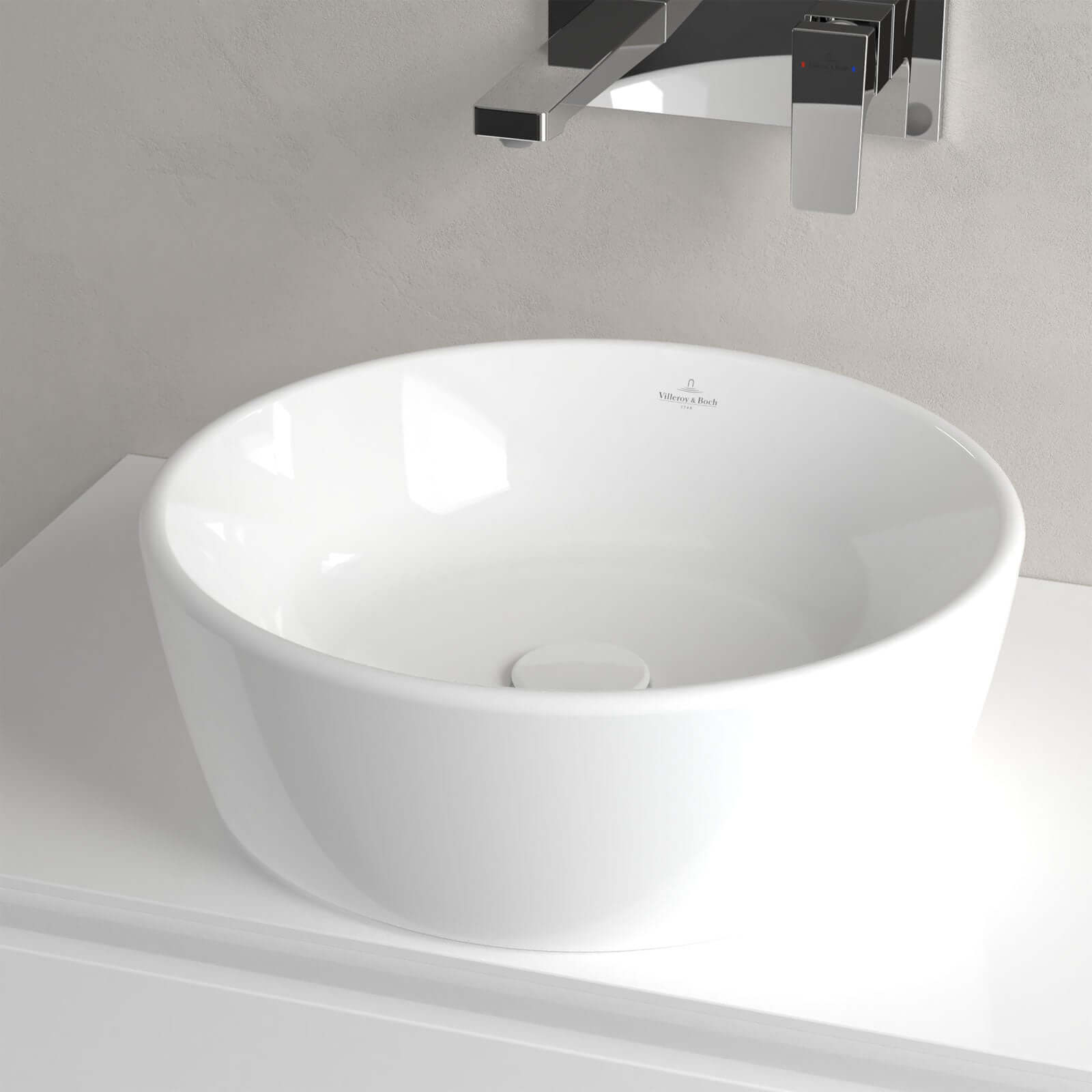 Villeroy & Boch Architectura 450X450 White Alpin Round Sit-On Countertop Basin