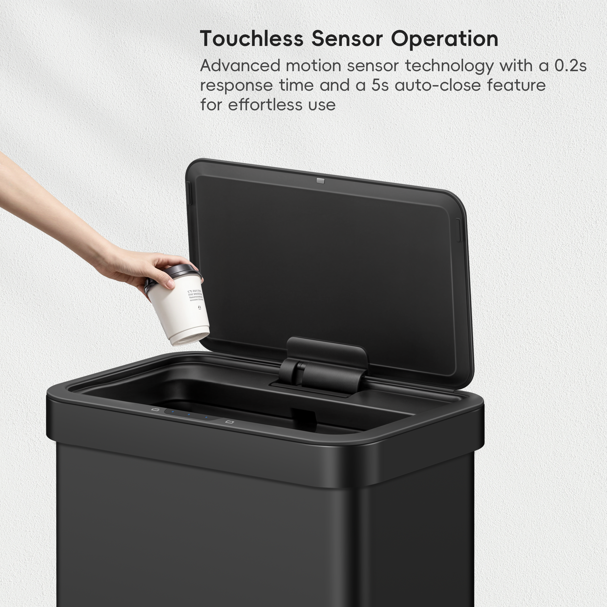 EKO Econova 50L Black Soft Close Sensor Bin