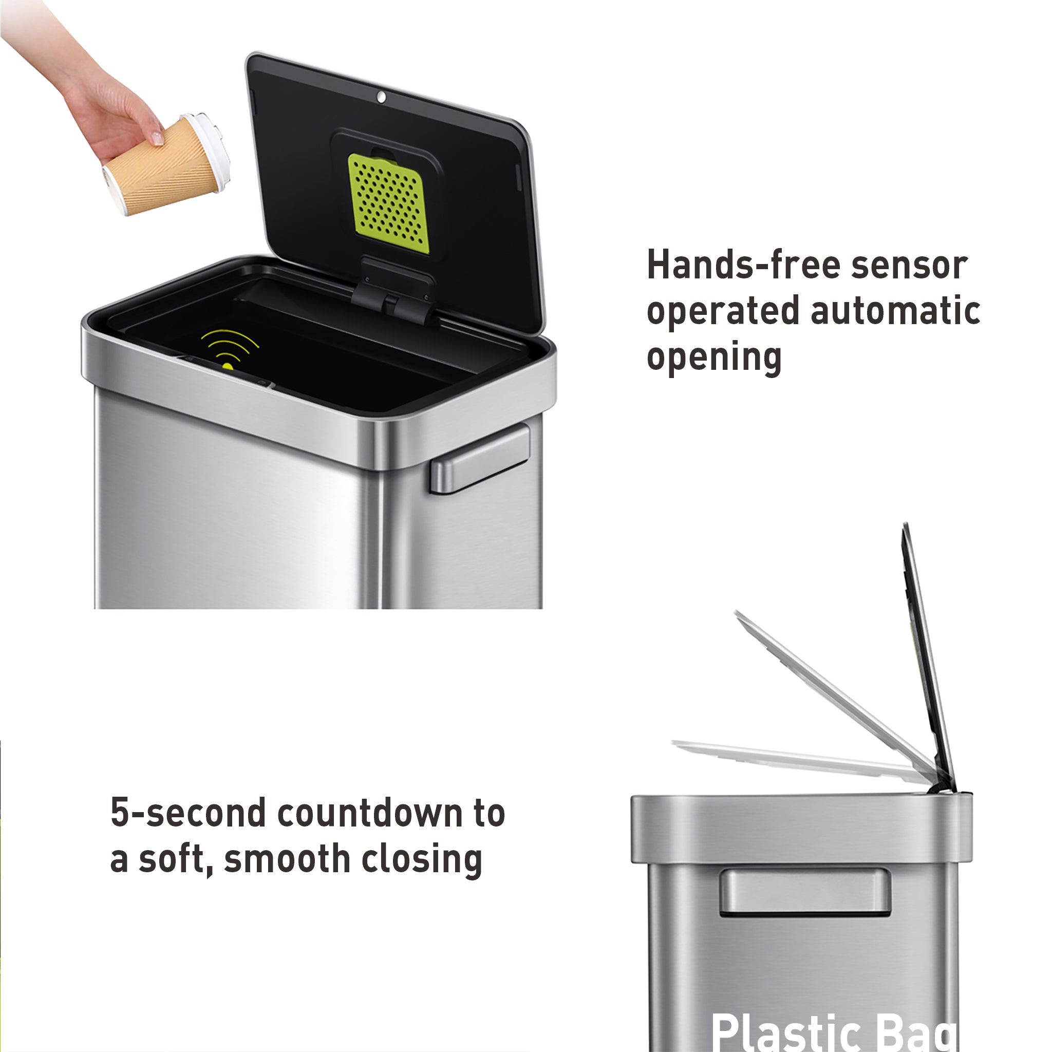 EKO Deluxe Mirage T 50L Soft Close Sensor Kitchen Bin