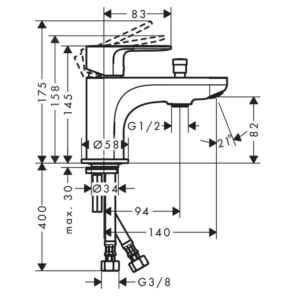 Hansgrohe Rebris E Chrome Single Lever Bath and Shower Mixer Monotrou With 2 Flow Rates 72437000