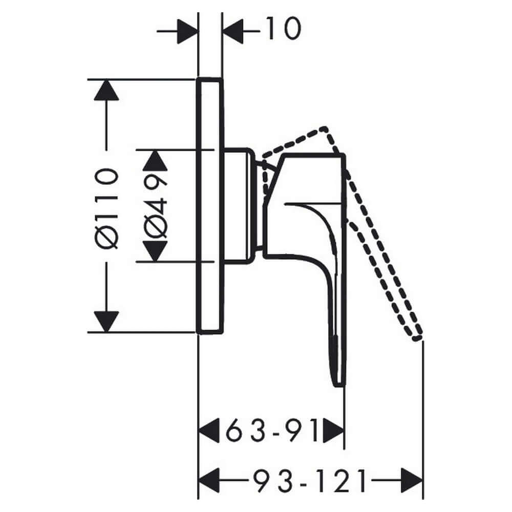 Hansgrohe Rebris S Chrome Single Lever Shower Mixer For Concealed Installation 72649000