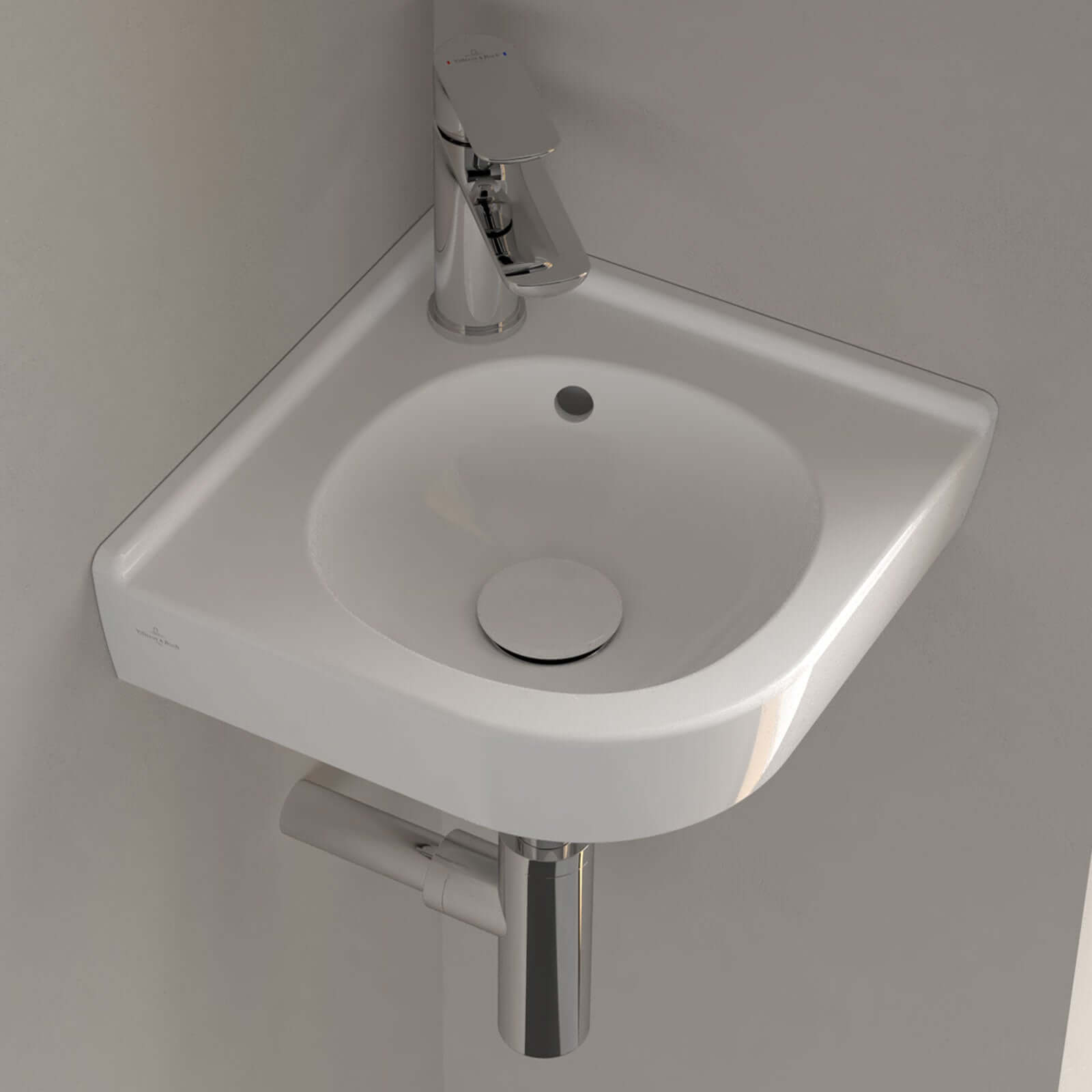 Villeroy & Boch O.novo 400x320 White Alpin 1TH Corner Handwash Basin with Overflow