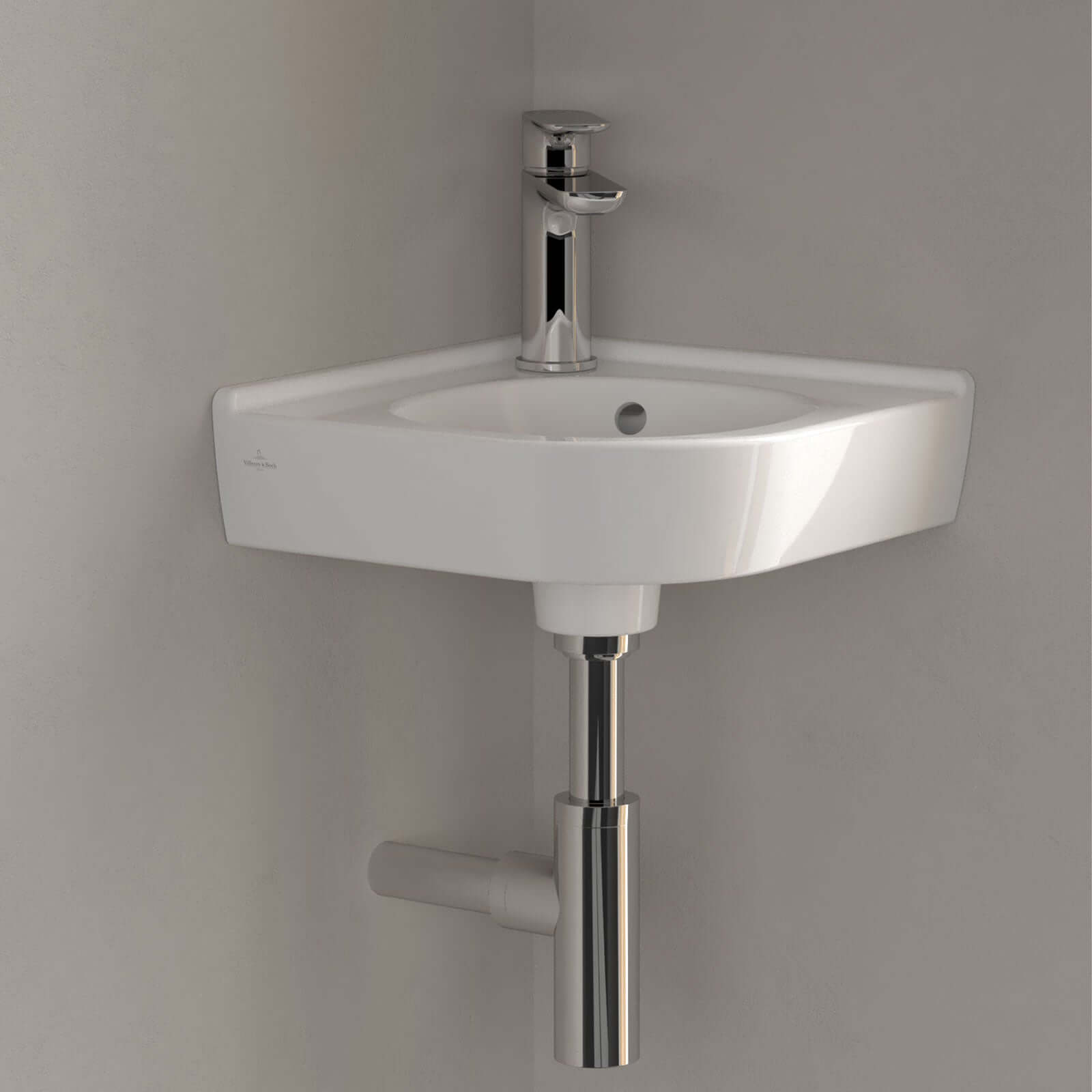 Villeroy & Boch O.novo 400x320 White Alpin 1TH Corner Handwash Basin with Overflow