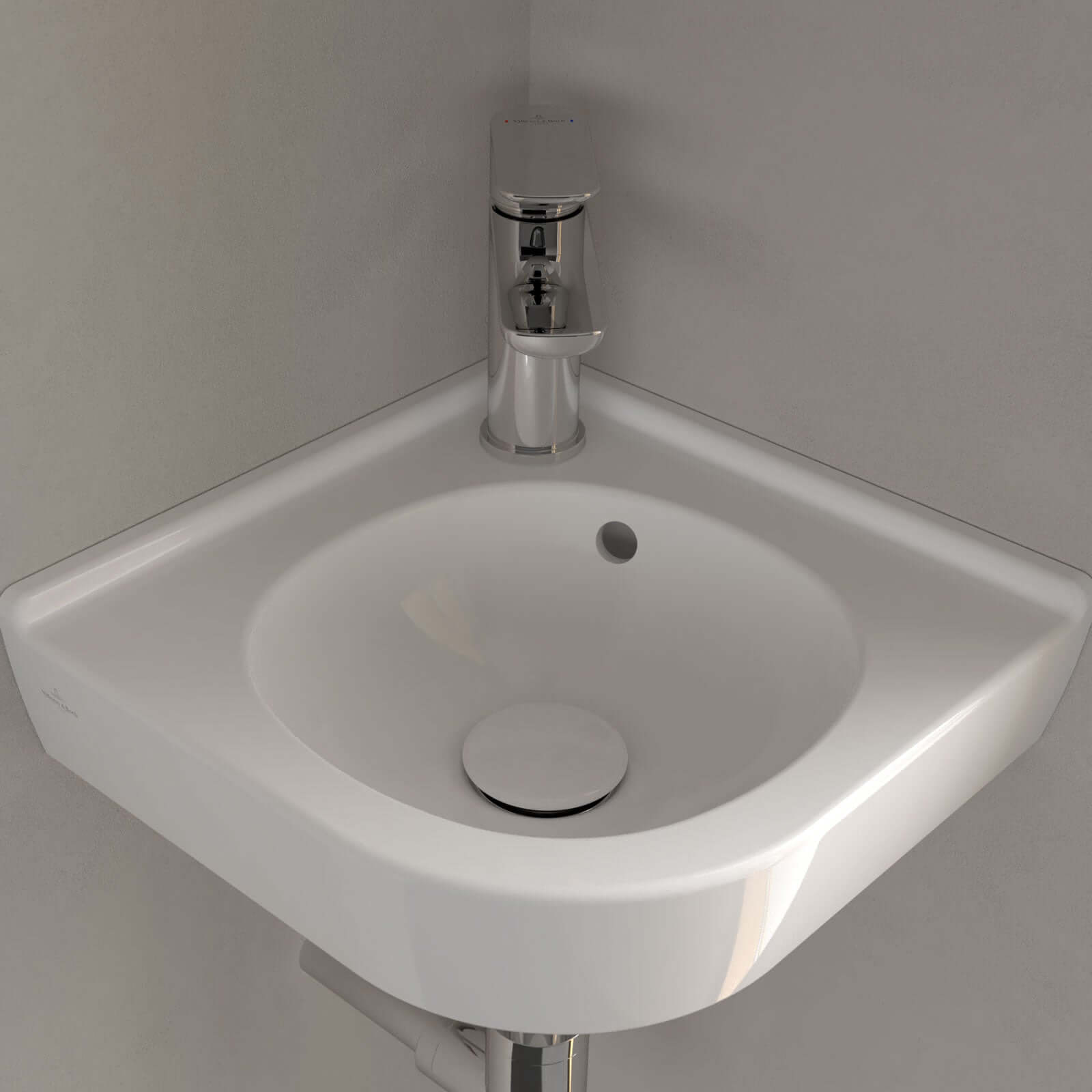 Villeroy & Boch O.novo 400x320 White Alpin 1TH Corner Handwash Basin with Overflow