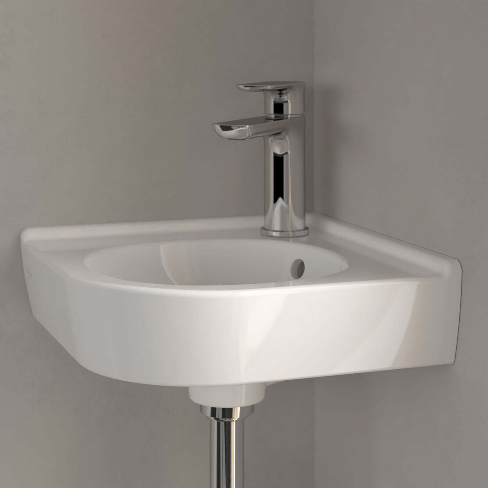 Villeroy & Boch O.novo 400x320 White Alpin 1TH Corner Handwash Basin with Overflow