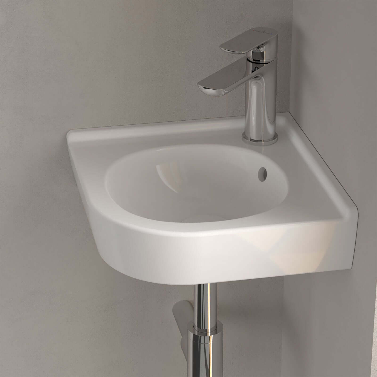 Villeroy & Boch O.novo 400x320 White Alpin 1TH Corner Handwash Basin with Overflow