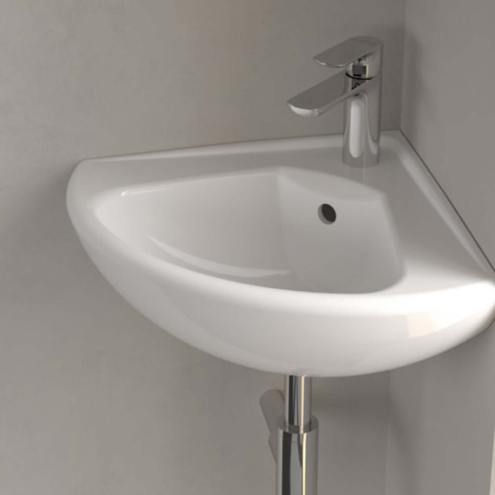 Villeroy & Boch O.novo 415x415 White Alpin 1TH Compact Corner Wall Hung Basin  with Overflow