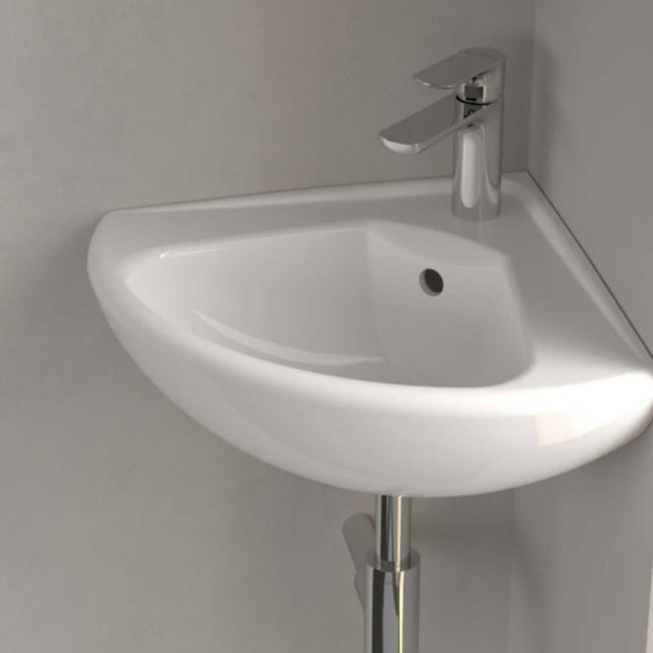 Villeroy & Boch O.novo 415x415 White Alpin 1TH Compact Corner Wall Hung Basin  with Overflow
