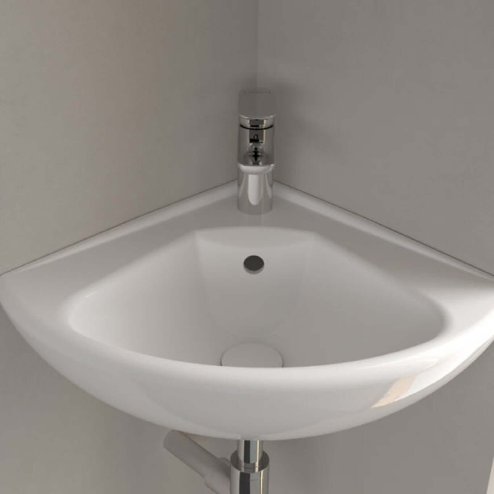 Villeroy & Boch O.novo 415x415 White Alpin 1TH Compact Corner Wall Hung Basin  with Overflow