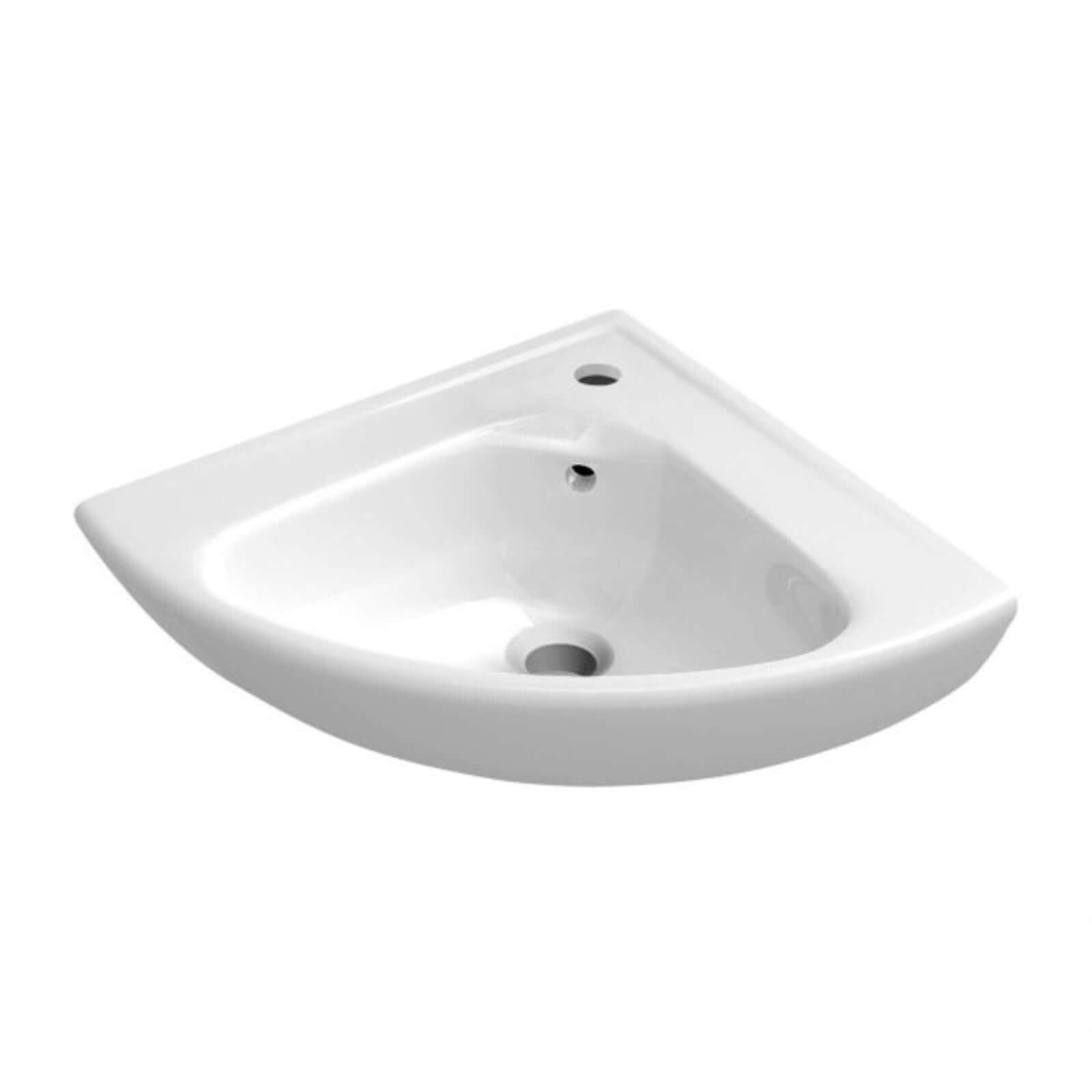 Villeroy & Boch O.novo 415x415 White Alpin 1TH Compact Corner Wall Hung Basin  with Overflow