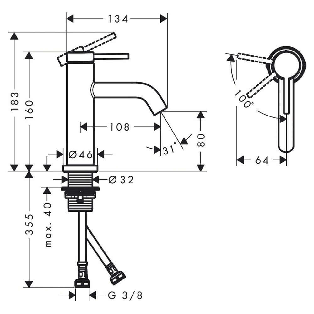 Hansgrohe Tecturis S 80 Single Lever Basin Mixer Tap