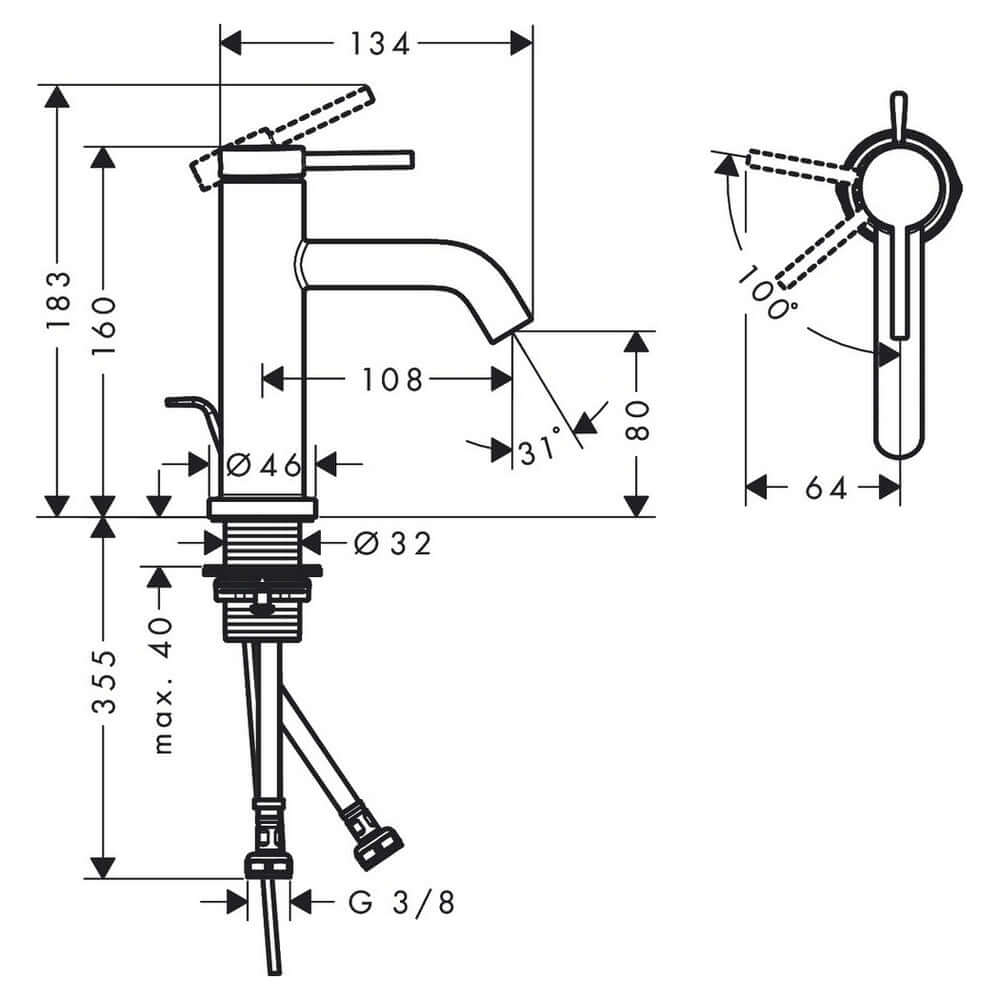Hansgrohe Tecturis S 80 Single Lever Basin Mixer Tap