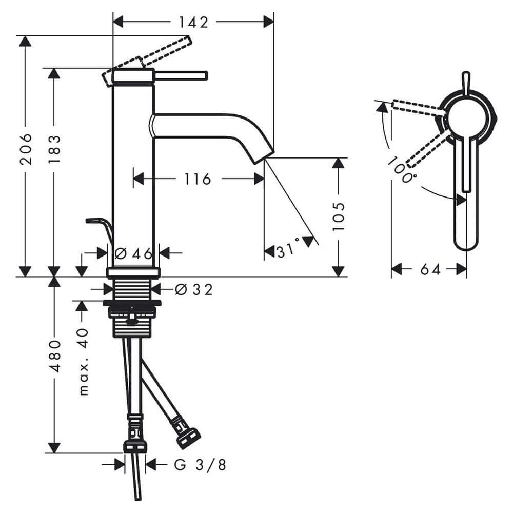 Hansgrohe Tecturis S 110 Single Lever Basin Mixer Tap