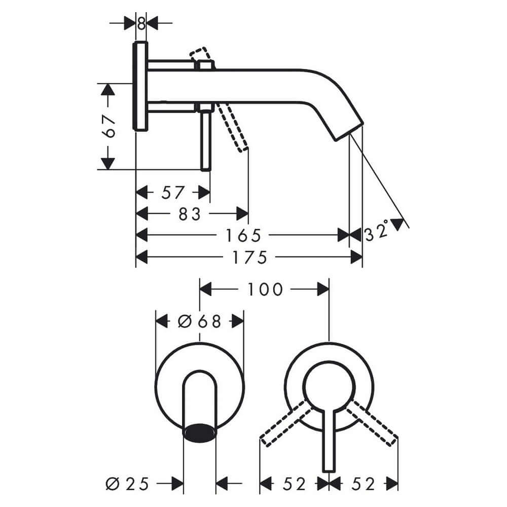 Hansgrohe Tecturis S Wall-Mounted Single Lever Basin Mixer