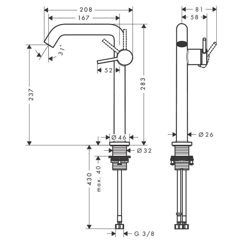 Hansgrohe Tecturis S 240 Single Lever Basin Mixer Tap