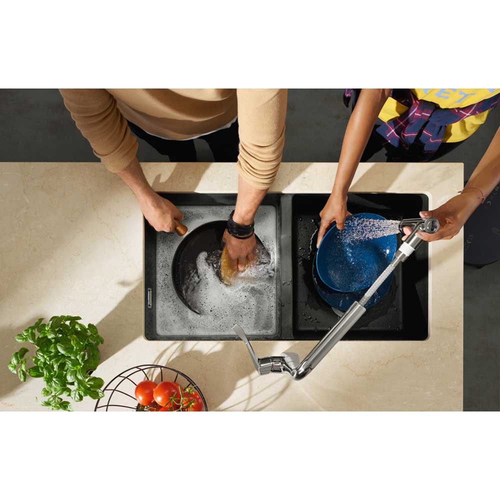 Hansgrohe Metris M71 Brushed Steel  sBox Pullout Kitchen Sink Mixer Tap 73801800