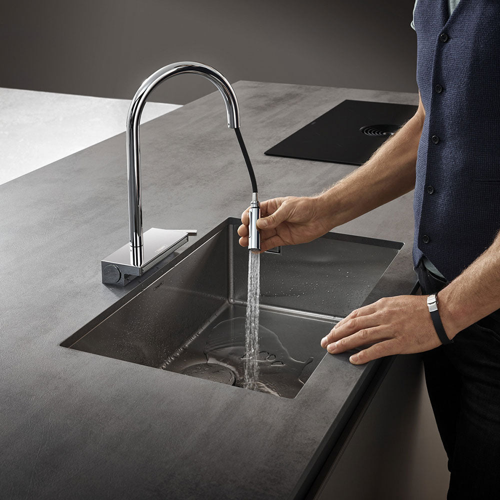 Hansgrohe Aquno Select M81 170 3 Jet Pullout Spray Single Lever Kitchen Sink Mixer Tap with sBox
