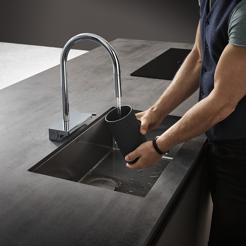 Hansgrohe Aquno Select M81 170 3 Jet Pullout Spray Single Lever Kitchen Sink Mixer Tap with sBox